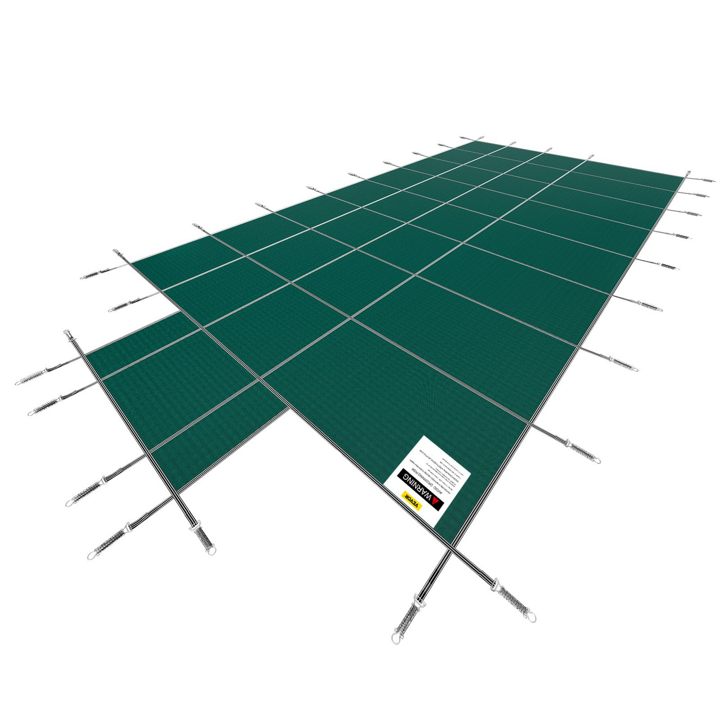 VEVOR Pool Safety Cover Fits18x36ft Inground Safety Pool Cover Green Mesh with 4x8ft Center End Steps Solid Pool Safety Cover for Swimming Pool Winter