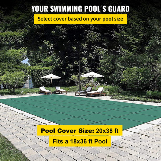 VEVOR Pool Safety Cover Fits 20 x 38 ft Rectangle Inground Safety Pool Cover Green Mesh Solid Pool Safety Cover for Swimming Pool Winter Safety Cover