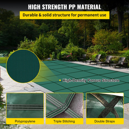 VEVOR Pool Safety Cover Fits 20 x 38 ft Rectangle Inground Safety Pool Cover Green Mesh Solid Pool Safety Cover for Swimming Pool Winter Safety Cover