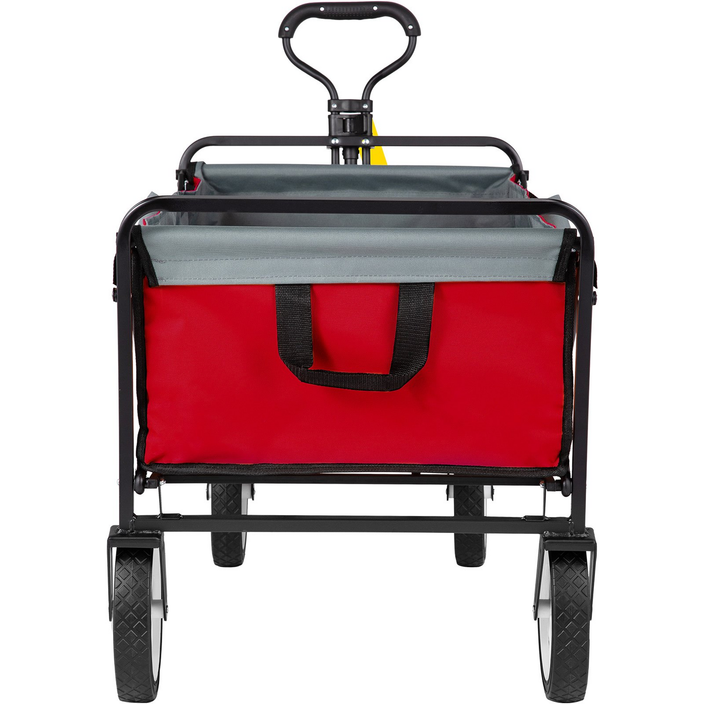 VEVOR Wagon Cart, Collapsible Folding Cart with 176lbs Load, Outdoor Utility Garden Cart, Adjustable Handle, Portable Foldable Wagons with Wheels for Beach, Camping, Grocery, Red/Gray