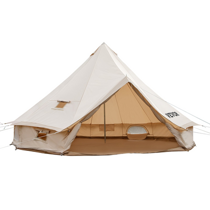 VEVOR Canvas Bell Tent, Waterproof & Breathable 100% Cotton Retro and Luxury Yurt with Stove Jack, 7m Diameter, Large Canopy Used in Summer, for Family Camping, Outdoor Glamping, Party in 4 Seasons