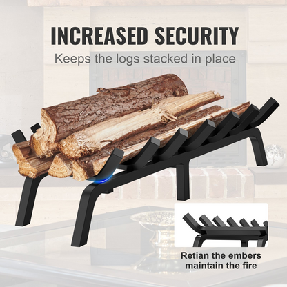 VEVOR Fireplace Log Grate, 30 inch Heavy Duty Fireplace Grate with 6 Support Legs, 3/4’’ Solid Powder-coated Steel Bars, Log Firewood Burning Rack Holder for Indoor and Outdoor Fireplace