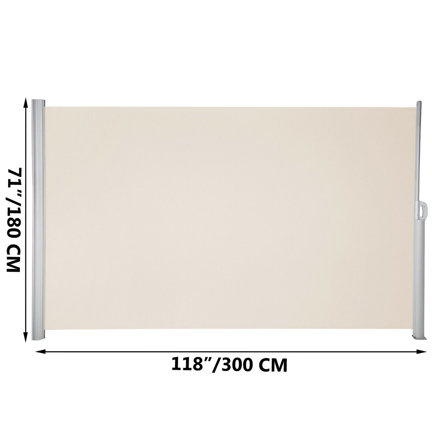 VEVOR Beige Retractable 71''*118'' Awning-Rugged Full Aluminum Rust-Proof; Patio Sunshine Screen; Privacy Divider; Wind Screen. Longer Service Life, Suitable for Courtyard, Roof Terraces and Pools