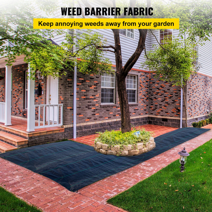 VEVOR 6.5FTx300FT Premium Weed Barrier Fabric Heavy Duty 3.2OZ, Woven Weed Control Fabric, High Permeability Good for Flower Bed, Geotextile Fabric for Underlayment, Polyethylene Ground Cover