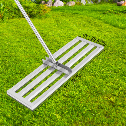 VEVOR Lawn Leveler Tool 30 x 10 in, Lawn Leveling Rake with 77 in Long Handle, Soil Leveling Tool Stainless Steel, Leveling Soil Dirt or Sand Ground Surface for Yard Garden Ground and Golf Lawn