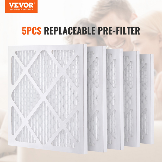 VEVOR Protective Pre Filters, 5 Pack, 15.75'' x 15.75'' Air Filter Replacement, High-efficient Stage 1 Filters Compatible w/ BlueDri & VEVOR Scrubber, Air Purifiers, Water Damage Restoration Equipment