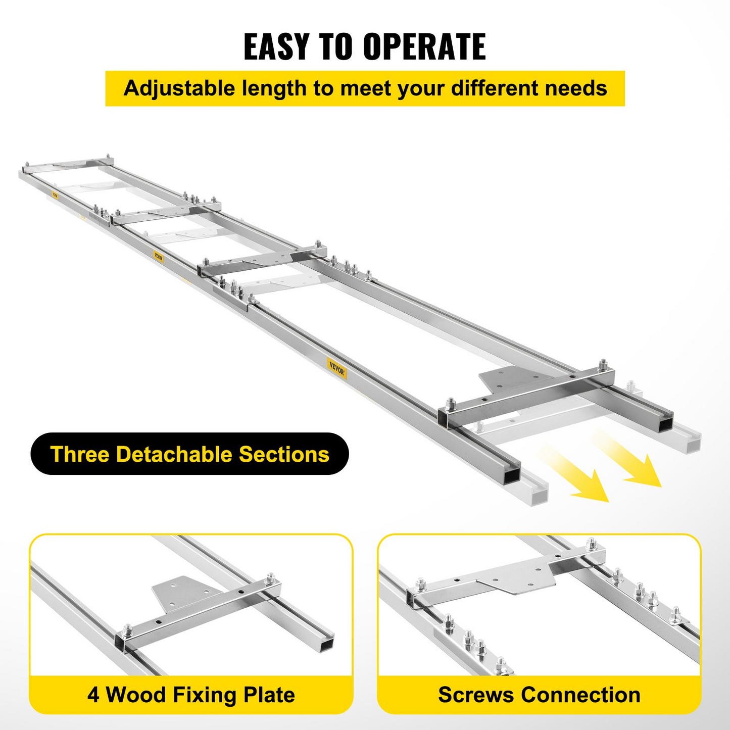 VEVOR Rail Mill Guide System 9 FT Chainsaw Mill Rail Guide with 4 Wood Fixing Plate Rail Mill Guide Used in Combination with The Saw Mill