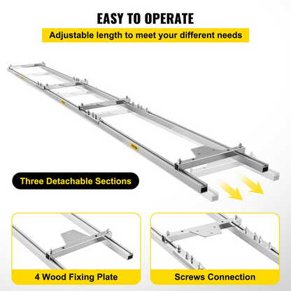 VEVOR Rail Mill Guide System 9 FT Chainsaw Mill Rail Guide with 4 Wood Fixing Plate Rail Mill Guide Used in Combination with The Saw Mill