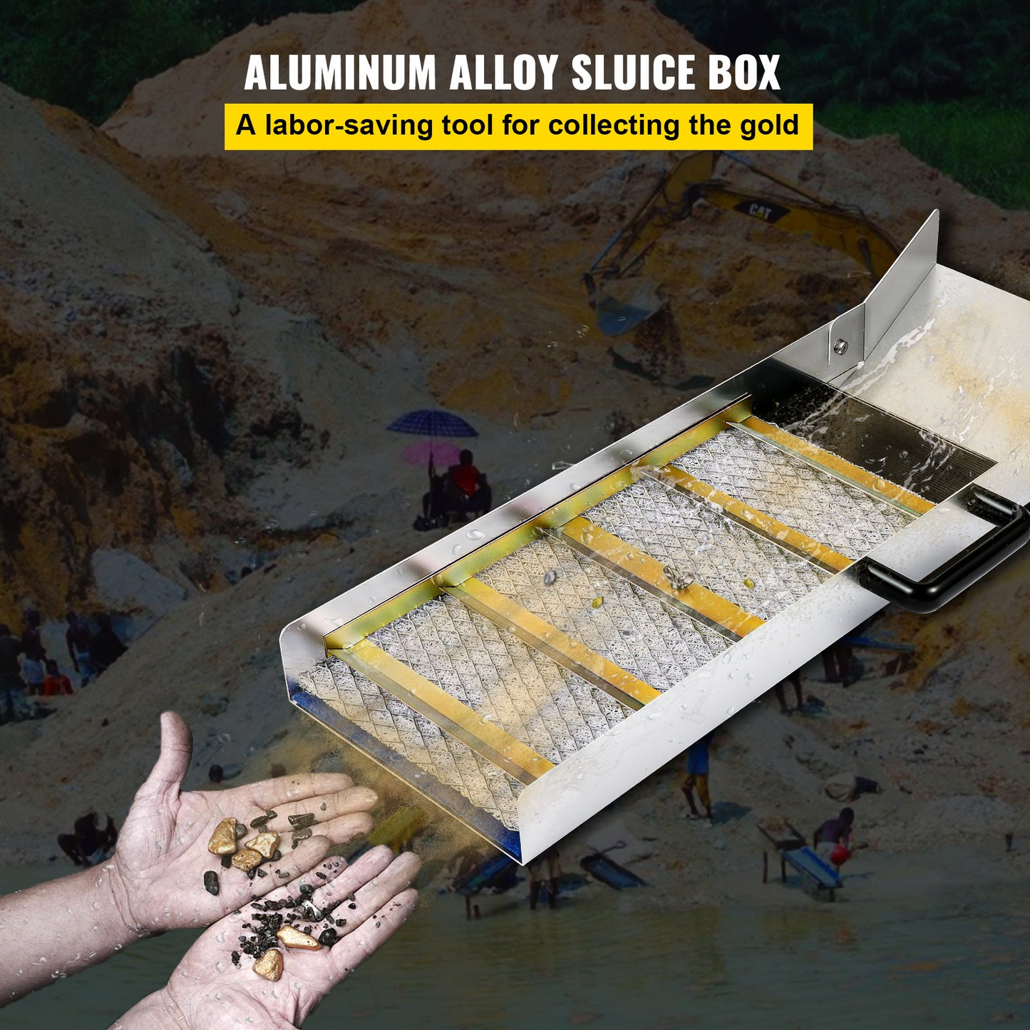 VEVOR Aluminum Alloy Sluice Box, Compact 30" Long Sluice Boxes for Gold, Lightweight Gold Sluice Equipment, Portable Sluice Boxes w/Miner's Moss, River, Creek, Gold Panning, Prospecting, Dredging