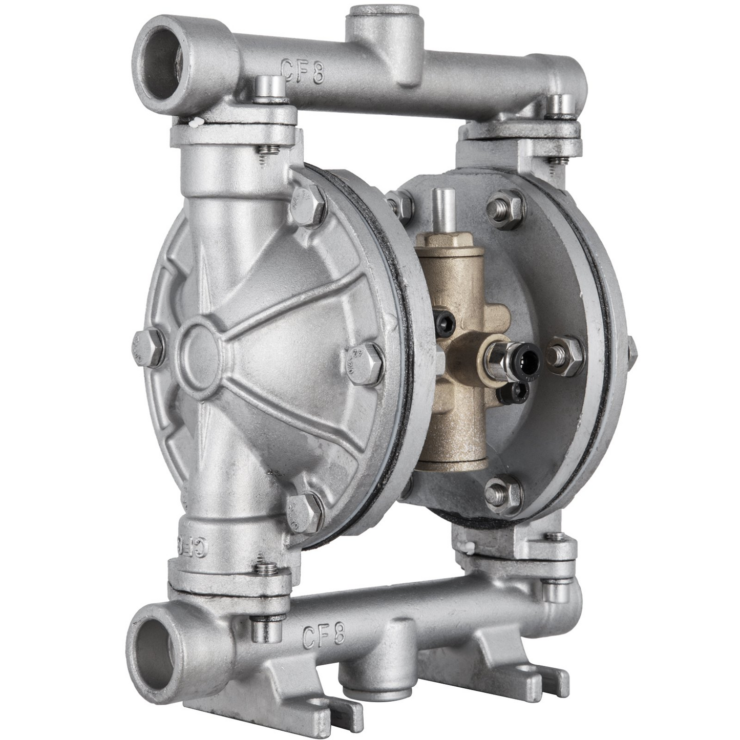 VEVOR Air-Operated Double Diaphragm Pump, 1/2 in Inlet & Outlet, Stainless Steel Body, 8.8 GPM & Max 120PSI, PTFE Diaphragm Pneumatic Transfer Pump for Petroleum, Diesel, Oil & Low Viscosity Fluids