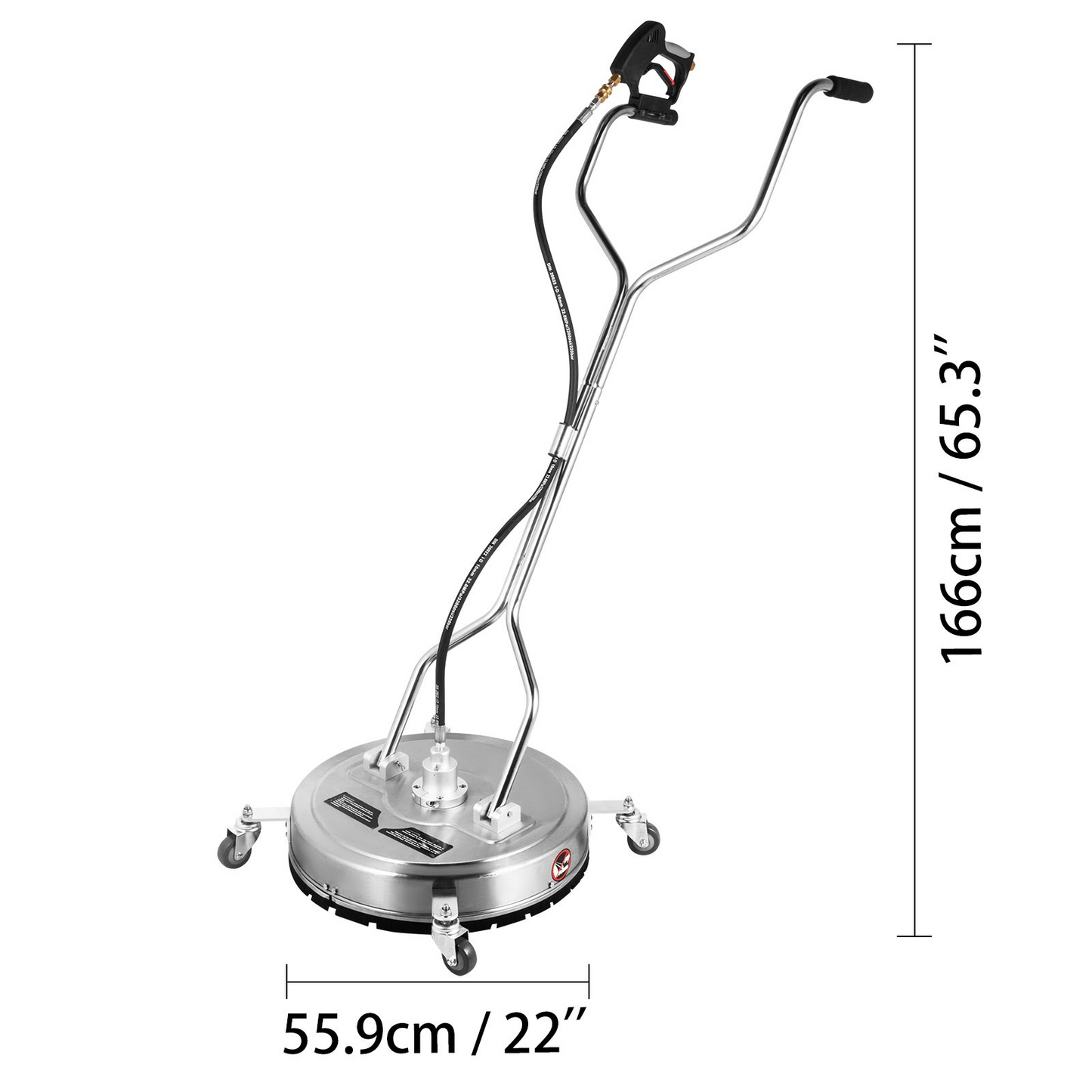 VEVOR Surface Cleaner 22inch Flat Surface Cleaner for Pressure Washer 4000psi Pressure with 3/8 Quick Connector Surface Cleaner W/ Casters 10.5GPM Stainless Steel Rotating Rod & 3 Nozzle for Patio