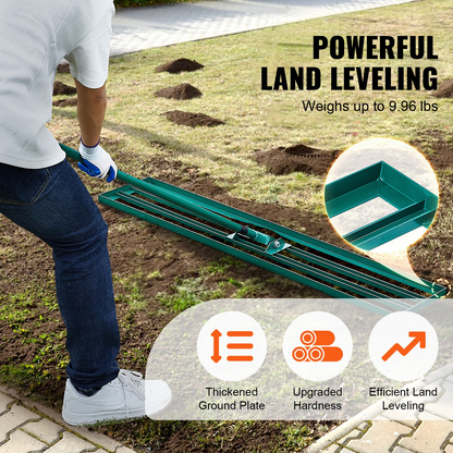 VEVOR Lawn Leveling Rake, 48"x10" Level Lawn Tool, Heavy-duty Lawn Leveler with 78" Steel Extended Handle, Yard Leveling Rake Suit for Garden, Golf Lawn, Farm