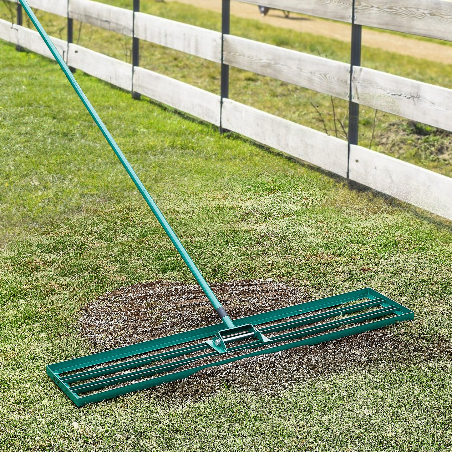 VEVOR Lawn Leveling Rake, 48"x10" Level Lawn Tool, Heavy-duty Lawn Leveler with 78" Steel Extended Handle, Yard Leveling Rake Suit for Garden, Golf Lawn, Farm