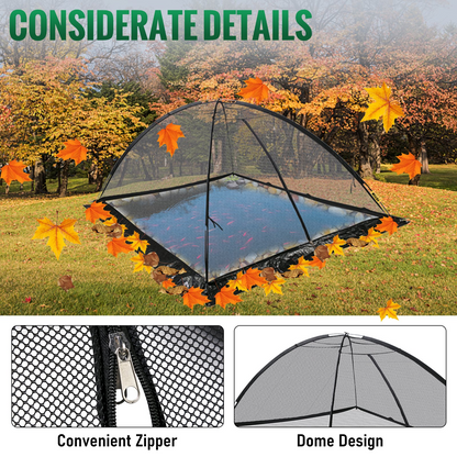 VEVOR Pond Cover Dome, 10x14 FT Garden Pond Net, 1/2 inch Mesh Dome Pond Net Covers with Zipper and Wind Rope, Black Nylon Pond Netting for Pond Pool and Garden to Keep Out Leaves