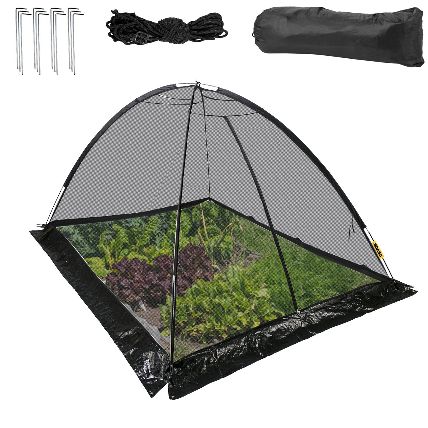 VEVOR Pond Cover Dome, 10x14 FT Garden Pond Net, 1/2 inch Mesh Dome Pond Net Covers with Zipper and Wind Rope, Black Nylon Pond Netting for Pond Pool and Garden to Keep Out Leaves