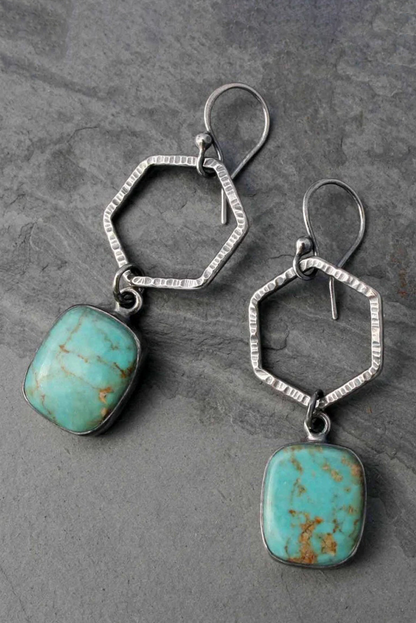 Vintage Turquoise Geometric Drop Earrings