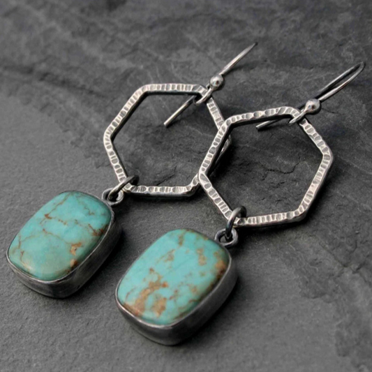 Vintage Turquoise Geometric Drop Earrings