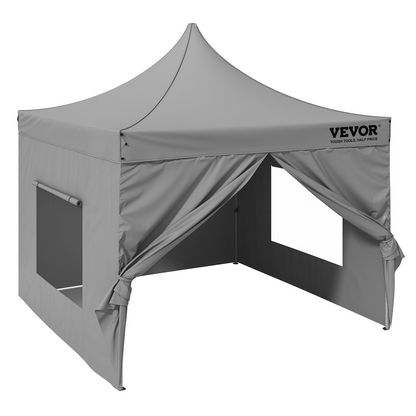 VEVOR 10x10 FT Pop up Canopy with Removable Sidewalls, Instant Canopies Portable Gazebo & Wheeled Bag, UV Resistant Waterproof, Enclosed Canopy Tent for Outdoor Events, Patio, Backyard, Party, Camping