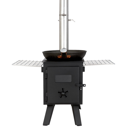 VEVOR Wood Stove, 86 inch, Alloy Steel Camping Tent Stove, Portable Wood Burning Stove with Chimney Pipes & Gloves, 1400in³Firebox Hot Tent Stove for Outdoor Cooking and Heating with 8 Pipes