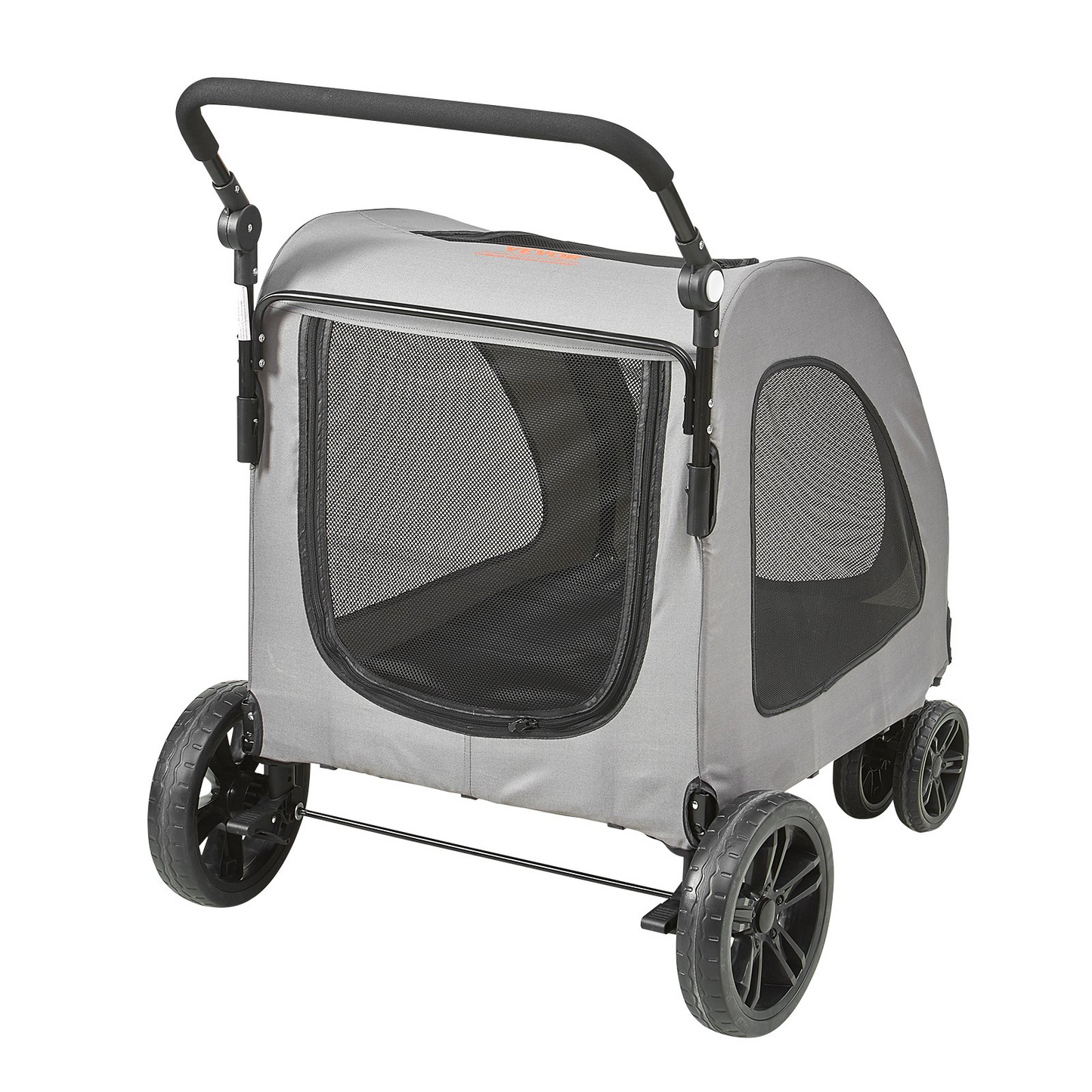 VEVOR Pet Stroller, 4 Wheels Dog Stroller Rotate with Brakes, 160lbs Weight Capacity, Puppy Stroller with Breathable Mesh Windows and Height-Adjustable Height, for Medium and Large Dogs, Dark Grey