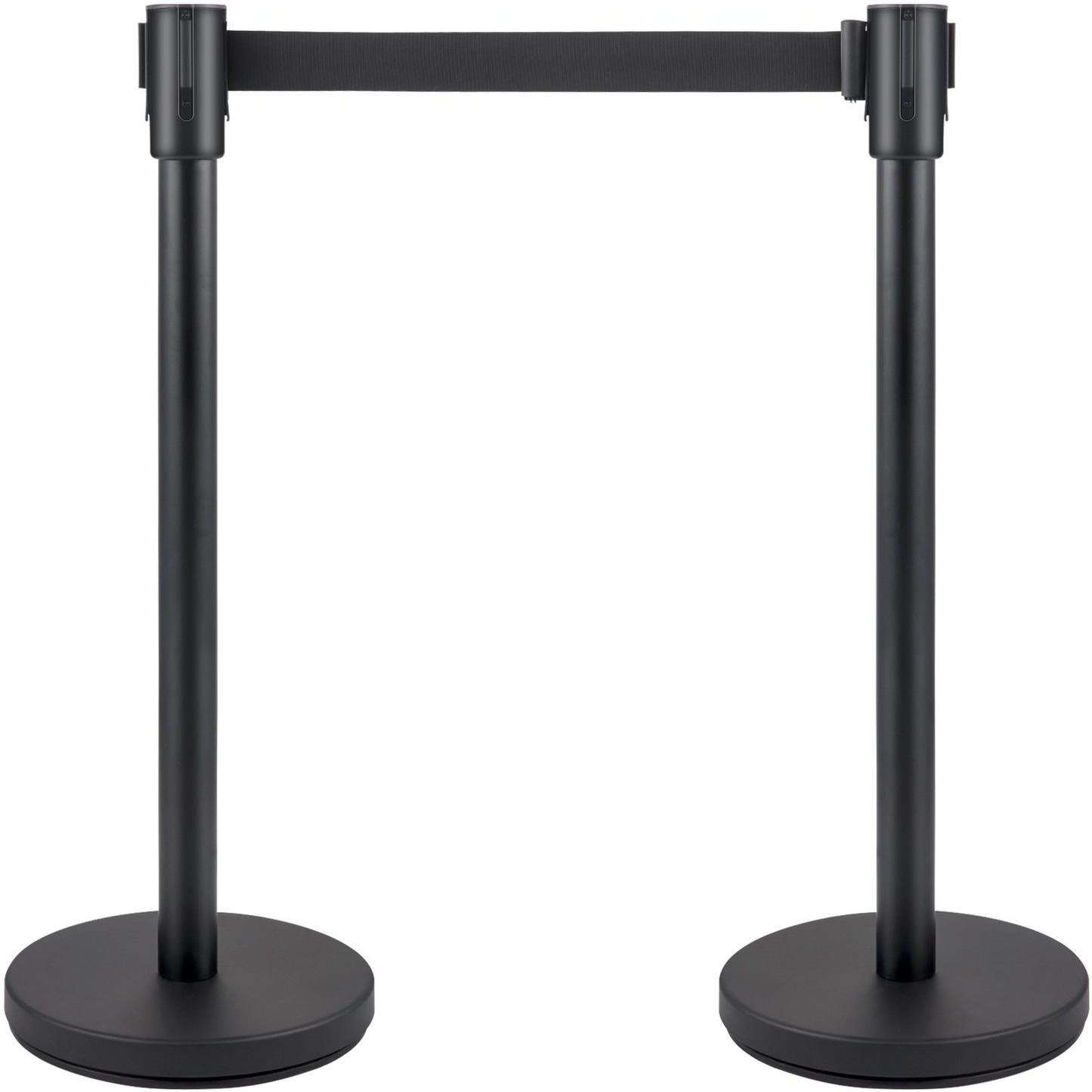 VEVOR Crowd Control Stanchion, Set of 6 Pieces Stanchion Set, Stanchion Set with 6.6 ft/2 m Black Retractable Belt, Black Crowd Control Barrier w/Concrete and Metal Base - Easy Connect Assembly