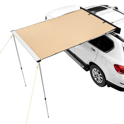 VEVOR Car Side Awning, Large 6.6' x 8.2' Shade Coverage Vehicle Awning, PU3000mm UV50+ Retractable Car Awning with Waterproof Storage Bag, Height Adjustable, Suitable for Truck, SUV, Van, Campers