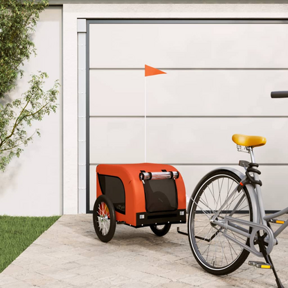 vidaXL Pet Bike Trailer Orange and Black Oxford Fabric and Iron