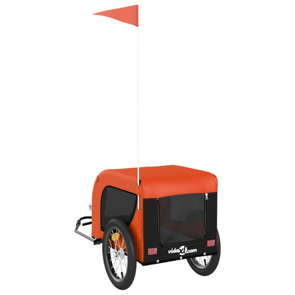 vidaXL Pet Bike Trailer Orange and Black Oxford Fabric and Iron