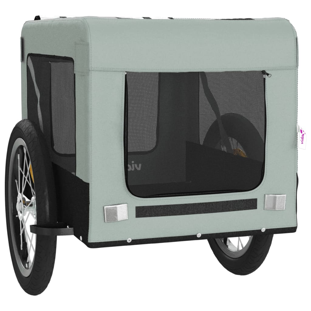 vidaXL Pet Bike Trailer Gray and Black Oxford Fabric&Iron