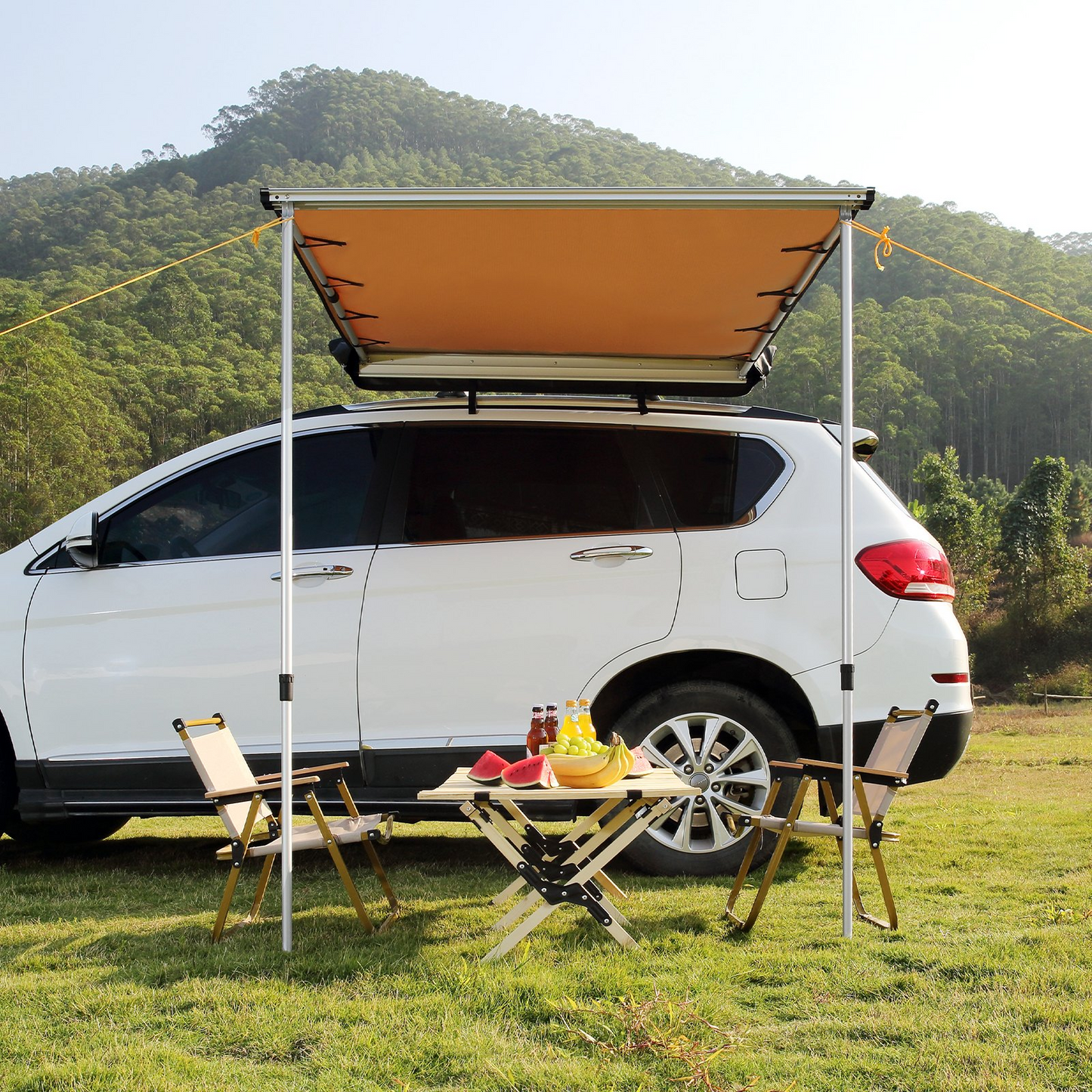 VEVOR Car Side Awning, Large 4.6'x6.6' Shade Coverage Vehicle Awning, PU3000mm UV50+ Retractable Car Awning with Waterproof Storage Bag, Suitable for Truck, SUV, Van, Campers