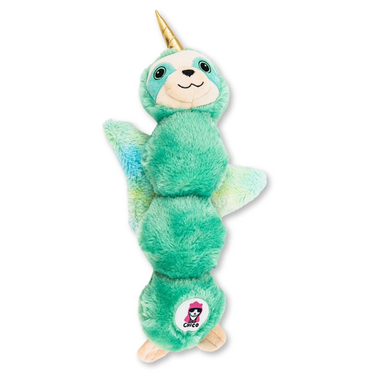 Mint Sloth Skinny Squeaking Plush Dog Toy