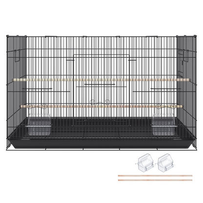 VEVOR 30 inch Bird Cage, Metal Large Parakeet Cages for Cockatiels Small Parrot Budgies Lovebirds Canaries, Pet Bird Cage with Rolling Stand and Tray