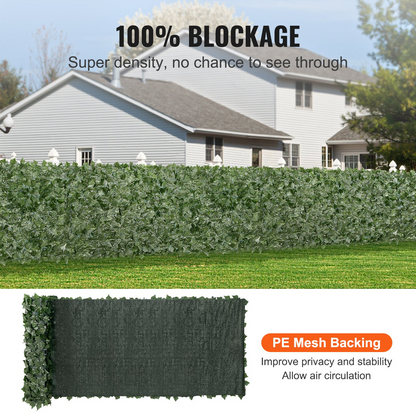 VEVOR Ivy Privacy Fence, 39 x 158in Artificial Green Wall Screen, Greenery Ivy Fence with Mesh Cloth Backing and Strengthened Joint, Faux Hedges Vine Leaf Decoration for Outdoor Garden, Yard, Balcony