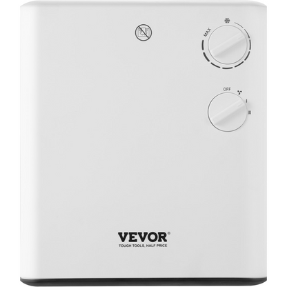 VEVOR Electric Wall Heater 1500W, Small Space Heaters with Knob Adjustment, Tip-Over & Overheat & IPX24 Waterproof Safety Protection, Wall-Mount/Tabletop for Indoor Use, Fixed Screws Included, White