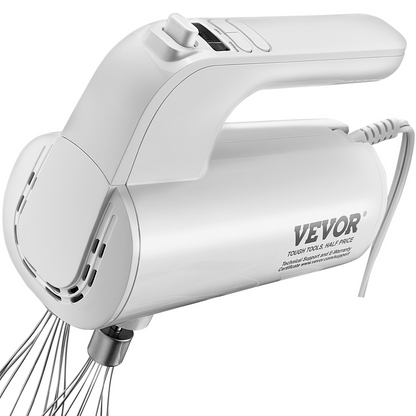 VEVOR Digital Electric Hand Mixer, 5-Speed, 200W Portable Electric Handheld Mixer, with Turbo Boost Beaters Dough Hooks Whisks Storage Bag, Baking Supplies for Whipping Mixing Egg Cookie Cake Cream