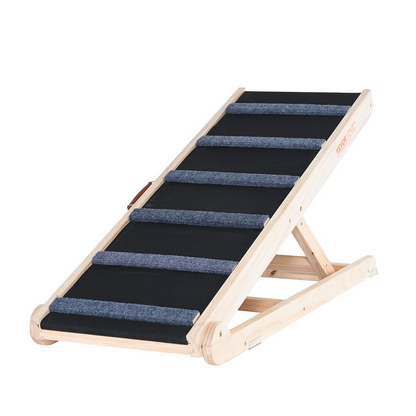 VEVOR Dog Ramp, Folding Pet Ramp for Bed, Adjustable Dog Ramp for Small, Large, Old Dogs & Cats, Wooden Pet Ramp with 41.3" Long Ramp, Adjustable from 13.77" to 25.59", Suitable for Couch, Sofa, Car