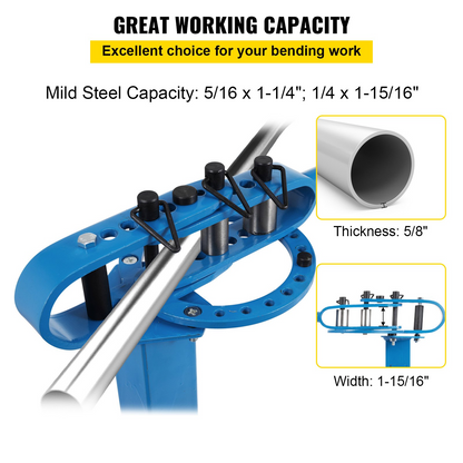 VEVOR YP-38 Metal Bender 1"-3" Flat Bar Square Rod Bending 7 Dies w/ Floor Stand