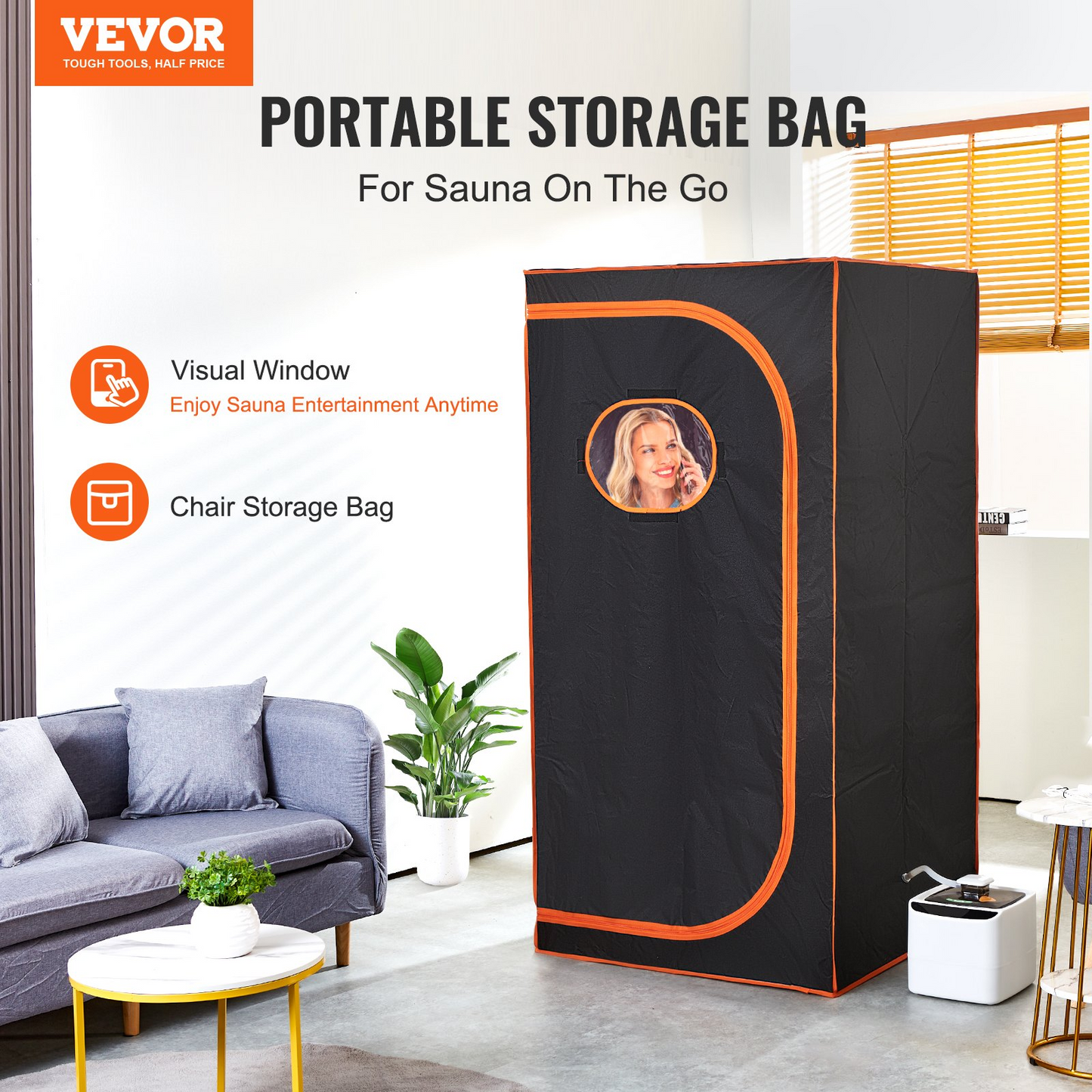 VEVOR Portable Steam Sauna Tent Full Size, 1600W Personal Sauna Blanket Kit for Home Spa, Detoxify & Soothing Heated Body Therapy, Time & Temperature Remote Control With Chair & Floor Mat, Black