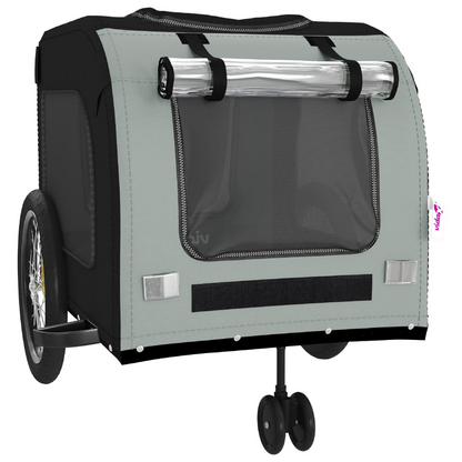 vidaXL Pet Bike Trailer Black and Gray Oxford Fabric and Iron