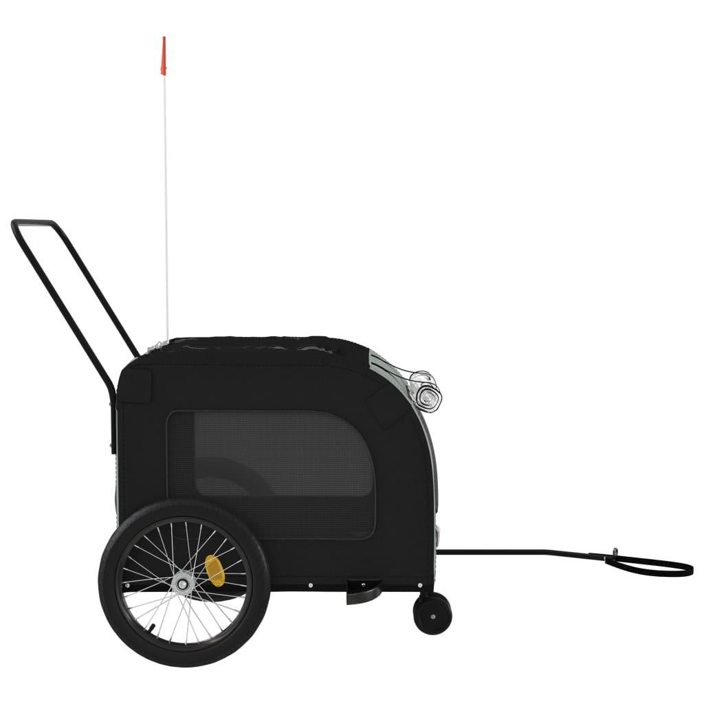 vidaXL Pet Bike Trailer Black and Gray Oxford Fabric and Iron