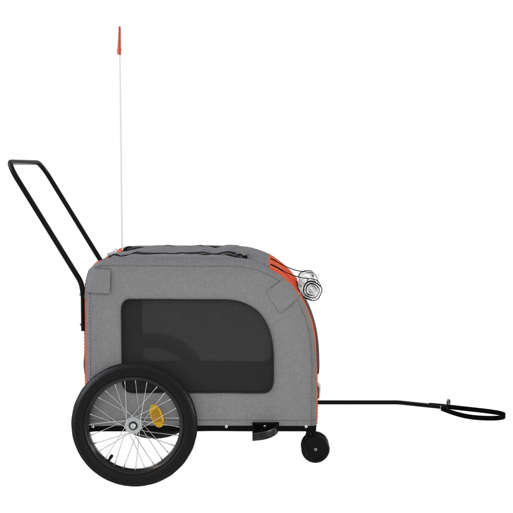 vidaXL Pet Bike Trailer Orange and Gray Oxford Fabric and Iron