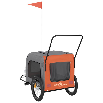 vidaXL Pet Bike Trailer Orange and Gray Oxford Fabric and Iron