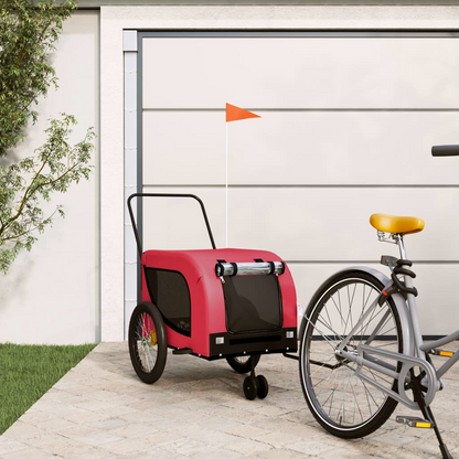 vidaXL Pet Bike Trailer Red and Black Oxford Fabric and Iron