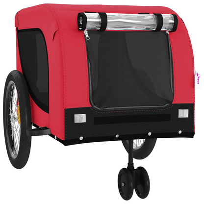 vidaXL Pet Bike Trailer Red and Black Oxford Fabric and Iron