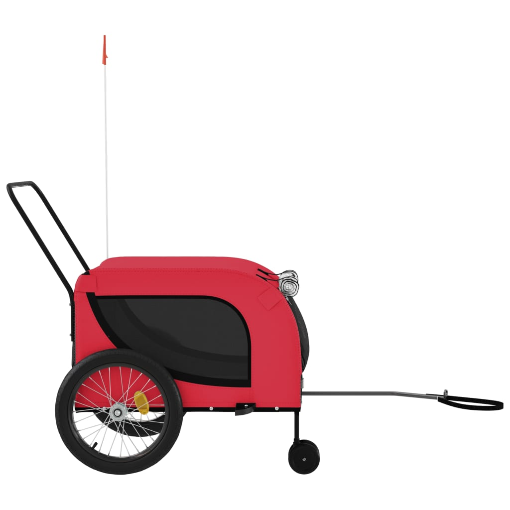 vidaXL Pet Bike Trailer Red and Black Oxford Fabric and Iron