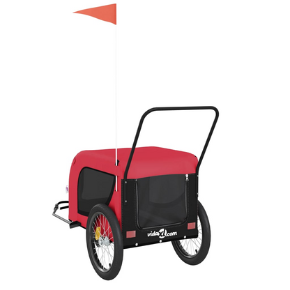 vidaXL Pet Bike Trailer Red and Black Oxford Fabric and Iron