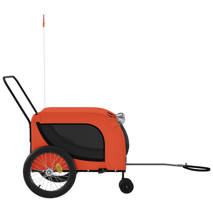 vidaXL Pet Bike Trailer Orange and Black Oxford Fabric and Iron