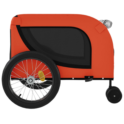 vidaXL Pet Bike Trailer Orange and Black Oxford Fabric and Iron