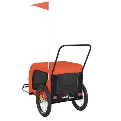 vidaXL Pet Bike Trailer Orange and Black Oxford Fabric and Iron