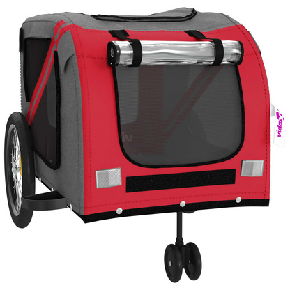 vidaXL Pet Bike Trailer Red and Gray Oxford Fabric and Iron